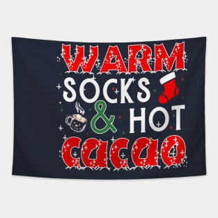 Warm Socks and hot cacao - christmas sayings Tapestry