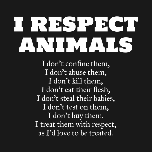 I Respect Animals, a Vegan Manifesto by Herbivore Nation - Vegan Gifts