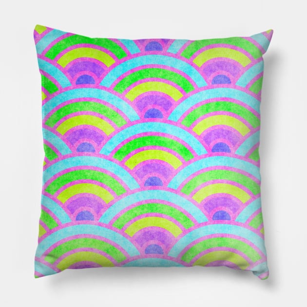 Seigaiha Waves Pillow by Kelly Louise Art