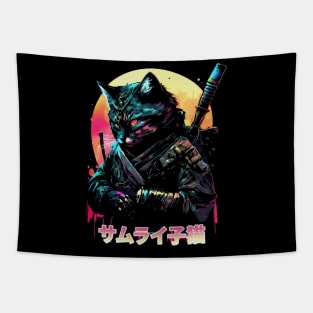 Samurai Cat Anime Tapestry