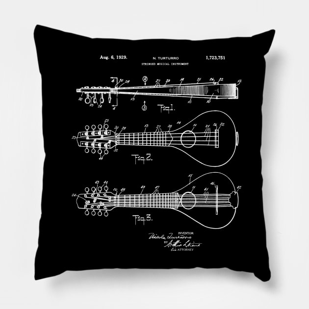 Mandolin Player Gift 1929 Mandolin Patent Pillow by MadebyDesign