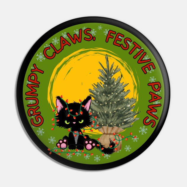 Funny Christmas lights cat grumpy Claws, Festive Paws Pin by Shean Fritts 