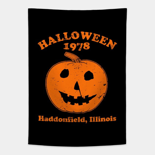 1978 Halloween Haddonfield Illinois Pumpkin Tapestry by Burblues