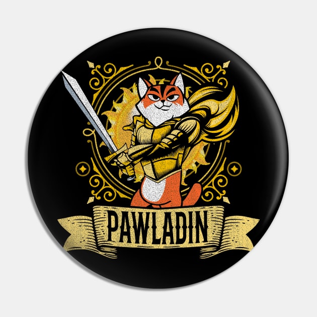 Pawladin Tabletop RPG D20 Funny Cat Paladin Dungeon Master Pin by JTYDesigns