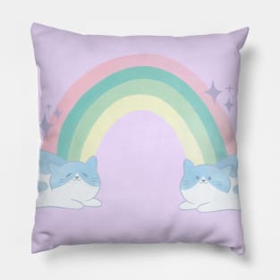 Pastel Cloud Rainbow Cats Pillow