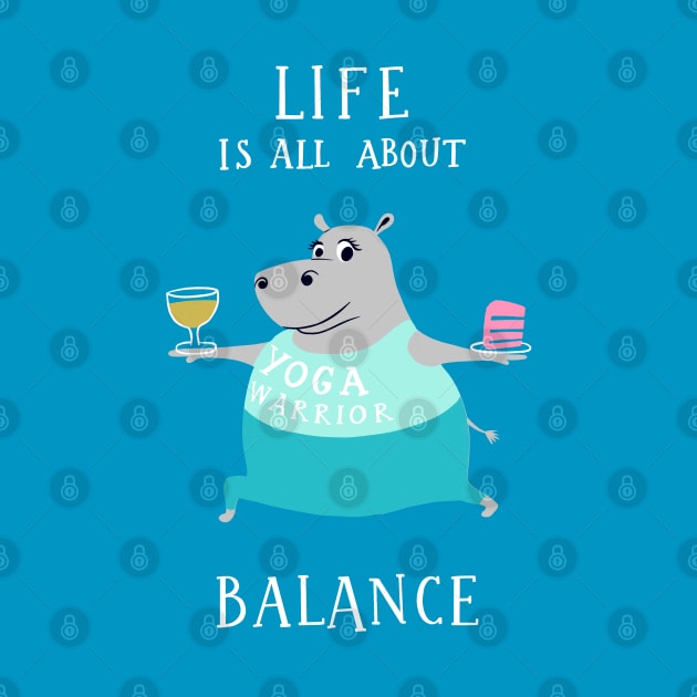 All About Balance - funny yoga hippo by BexMorleyArt