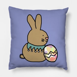 Bunny Rabbit Holding Easter Egg Pillow