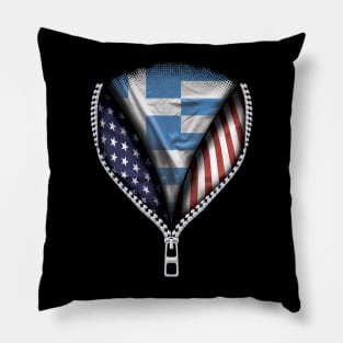 Greek Flag  Greece Flag American Flag Zip Down - Gift for Greek From Greece Pillow