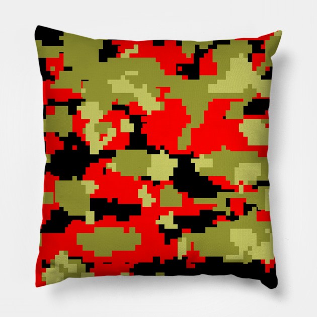 Olive Red Digital Camouflage Pillow by Tshirtstory