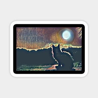 Cat Watching Sunset Cute Magnet