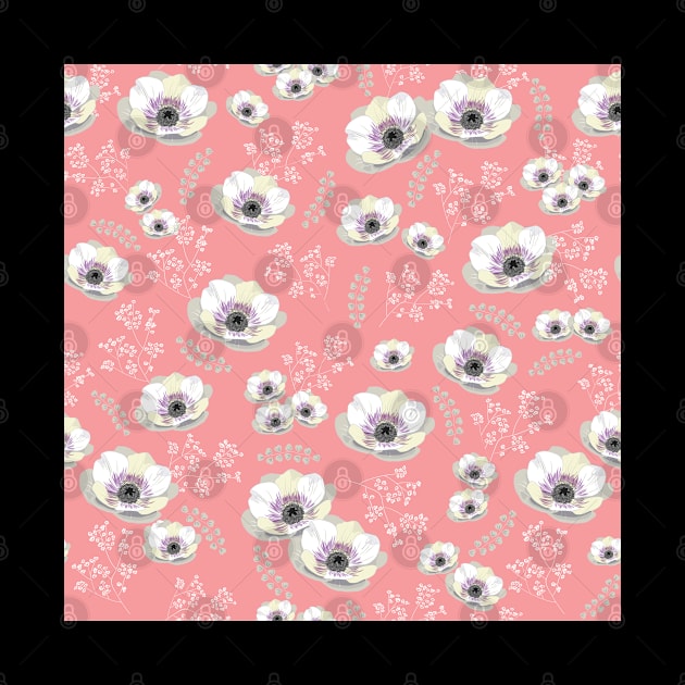 Flowers Pattern (coral) by AnisIllustration