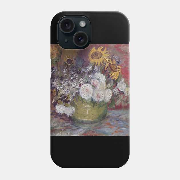 Van Gogh: Bowl with Sunflowers, Roses and Other Flowers Phone Case by The_Art_Collector