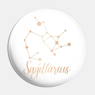 Sagittarius Zodiac Constellation in Rose Gold Pin