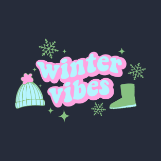 Winter Vibes Wavy Font T-Shirt