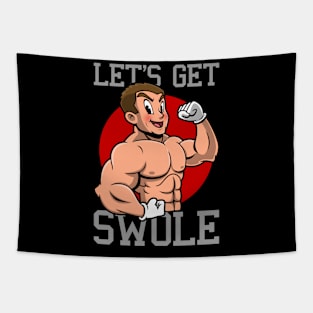 Let's Get Swole Funny Gym Workout Training Fitness Swole Cartoon Tapestry