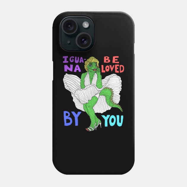 Iguana Marilyn Monroe in white dress Phone Case by Majenye