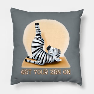 Zebra Doing Yoga - Time to Get Your Zen On! Yoga Lover Pillow