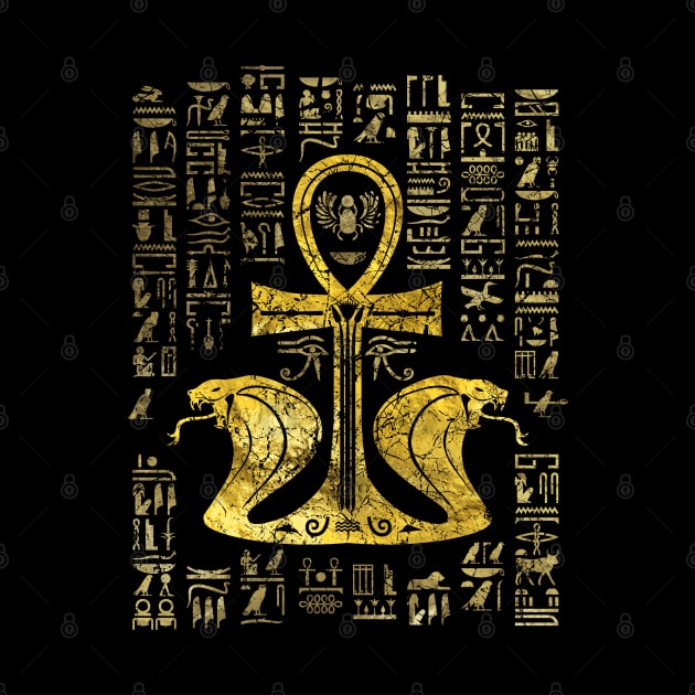 Egyptian cross ankh with Uraeus the Cobra by Nartissima