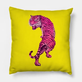 Cyberpunk Neon Pink Tiger Pillow