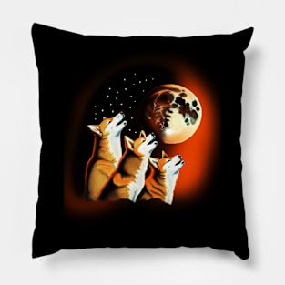 Shiba Dogs Howling at Moon, Shiba Dog Lover Pillow