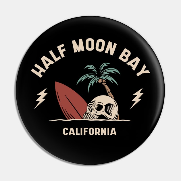 Vintage Surfing Half Moon Bay, California Pin by SLAG_Creative