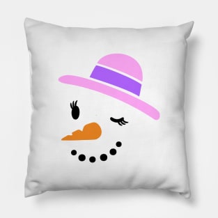 Winking Snow Woman Pillow