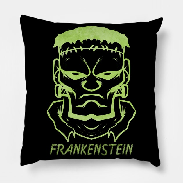 Evil Green Monster Face Costume For Halloween Pillow by SinBle