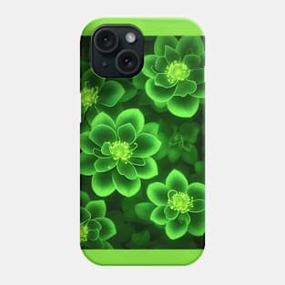 bioluminescent green flower pattern Phone Case