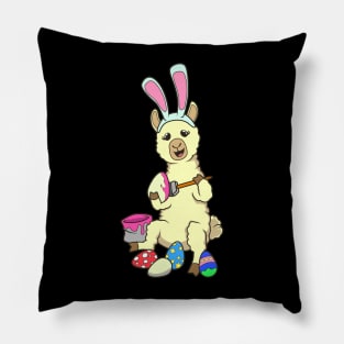 Easter - Cute alpaca painting Easter eggs Pillow