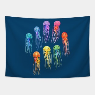 Rainbow Watercolor Jellies Tapestry