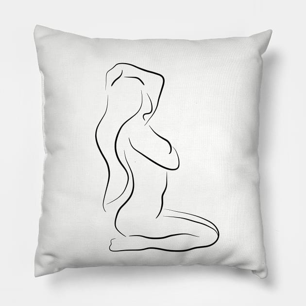 Naked Figure Drawing - Visions of Vera Pillow by PeachOnAWindowsill