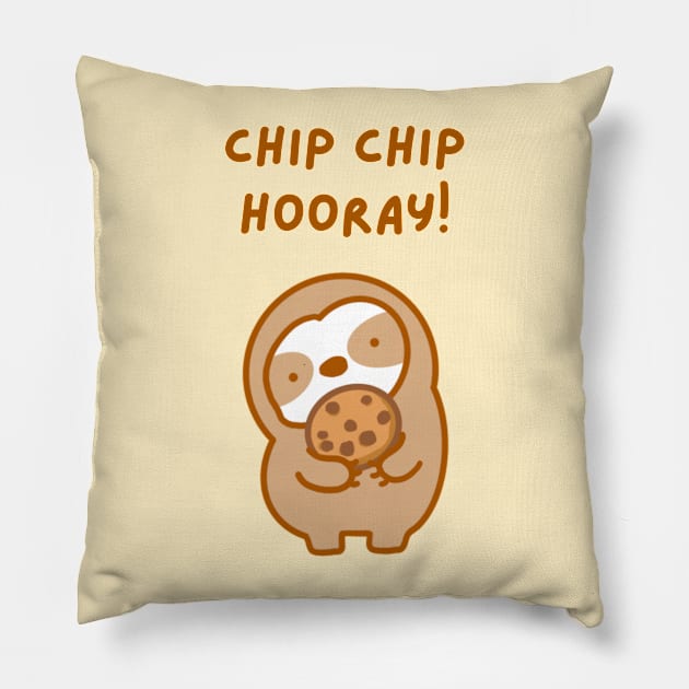 Chip Chip Hooray Chocolate Chip Cookie Sloth Pillow by theslothinme