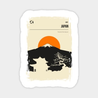 Japan Tokyo Mount Fuji Vintage Mininimal Travel Poster Magnet