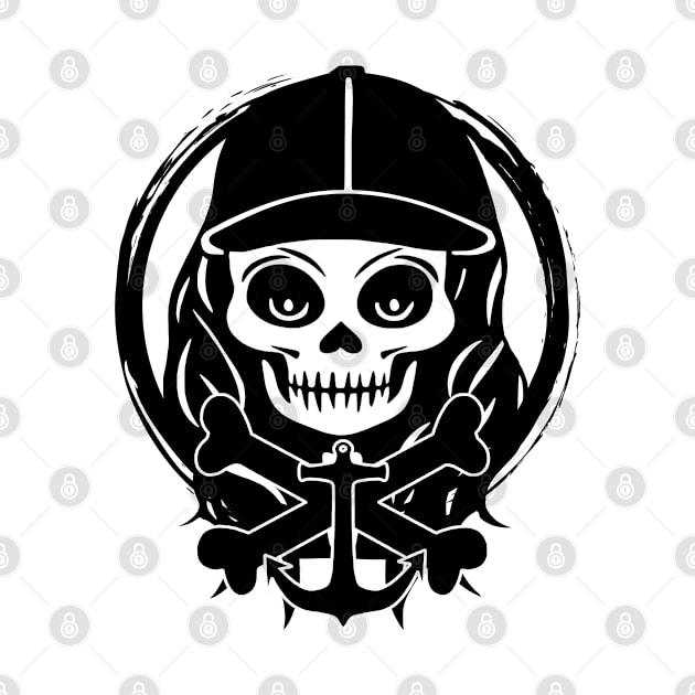 Deckhand Skull and Anchor Black Logo by Nuletto