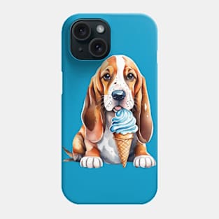 Cute dog basset hound eating ice cream cone gift ideas for all Phone Case