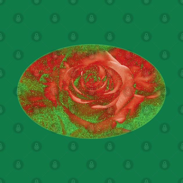 romantic red roses and green glitter pattern for flowers lovers by designsbyxarah