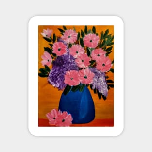 abstract flowers in a blue vase Magnet