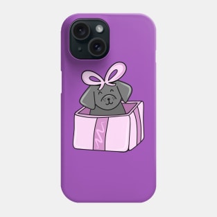 Cute Holiday Dog in a Giftbox Present, made by EndlessEmporium Phone Case