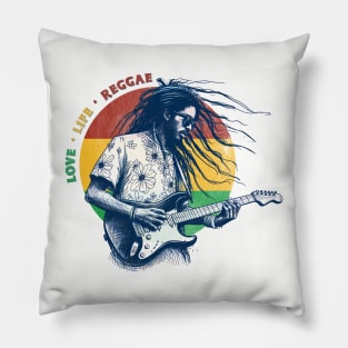 Rhythms of Peace: Reggae Guitarist Graphic Tee | Love, Life, Reggae Pillow