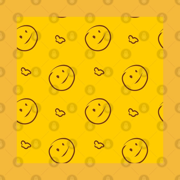 Background illustration yellow smile, joy, decorative design pattern, ornament by grafinya