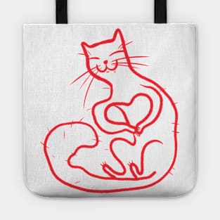 Funny red cat making a heart with his paws Tote