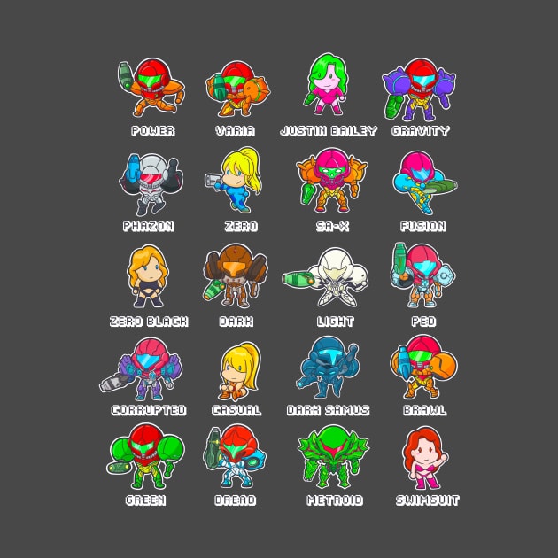 The Many Suits of Samus by DrawingsFromHell