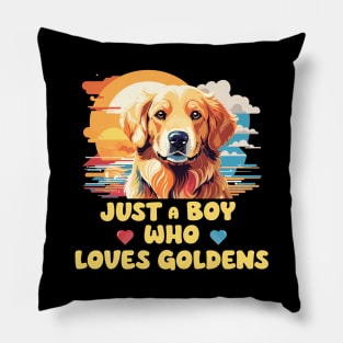 Just A Boy Who Loves Goldens - Golden Retriever Pillow