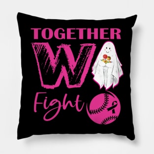 Together We Fight Softball Breast Cancer Pink Ribbon Day Pillow