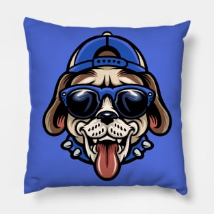 Cool Funky Dog Head Cartoon Pillow