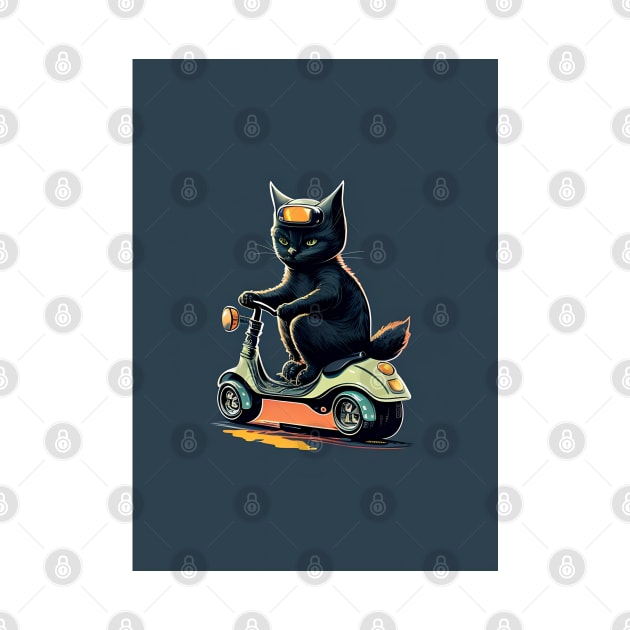 cat riding a scooter by artoriaa