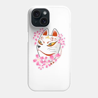 Japanese White Fox God Mask Art Kyoto Vintage Japan Sakura Samurai Tattoo T Shirt Phone Case