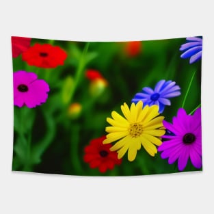 Colorful Flowers Illustration Art Tapestry