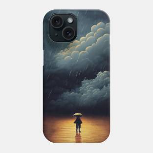 Human stand alone at rain , depression symbolism Phone Case