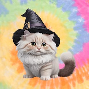 Cute munchkin cat wearing a witch hat T-Shirt